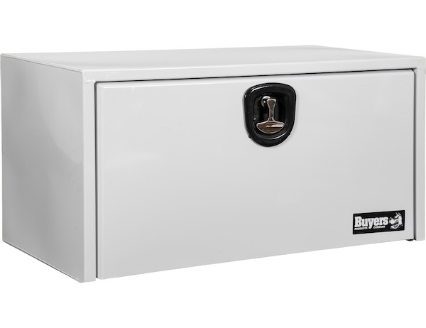 White Steel Underbody Truck Tool Box with Built-In Shelf