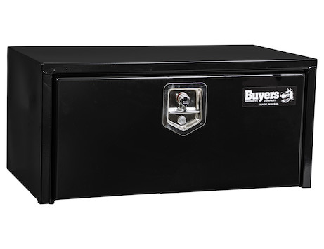 Black Steel Underbody Truck Tool Box with Built-In Shelf with T-handle Latch