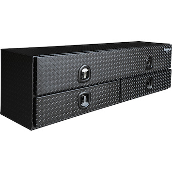 Textured Matte Black Diamond Tread Aluminum Heavy-Duty Flatbed Contractor With Lower Drawers Topsider Series