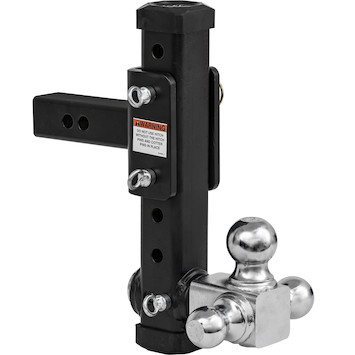 Adjustable Tri-Ball Hitch with Rotating Towing Balls for 2 Inch Hitch Receiver