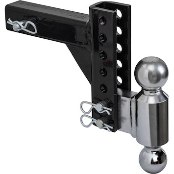 Adjustable Dual Ball Hitch with 2" & 2-5/16" Towing Balls for 2 Inch Hitch Receivers