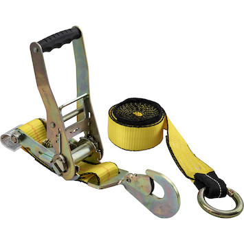 Tire Ratchet Tie-Down with Twisted Flat Snap Hook