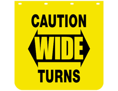 "Caution Wide Turns" Polymer Mud Flaps