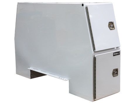 White Steel Backpack Truck Box with Offset Floor